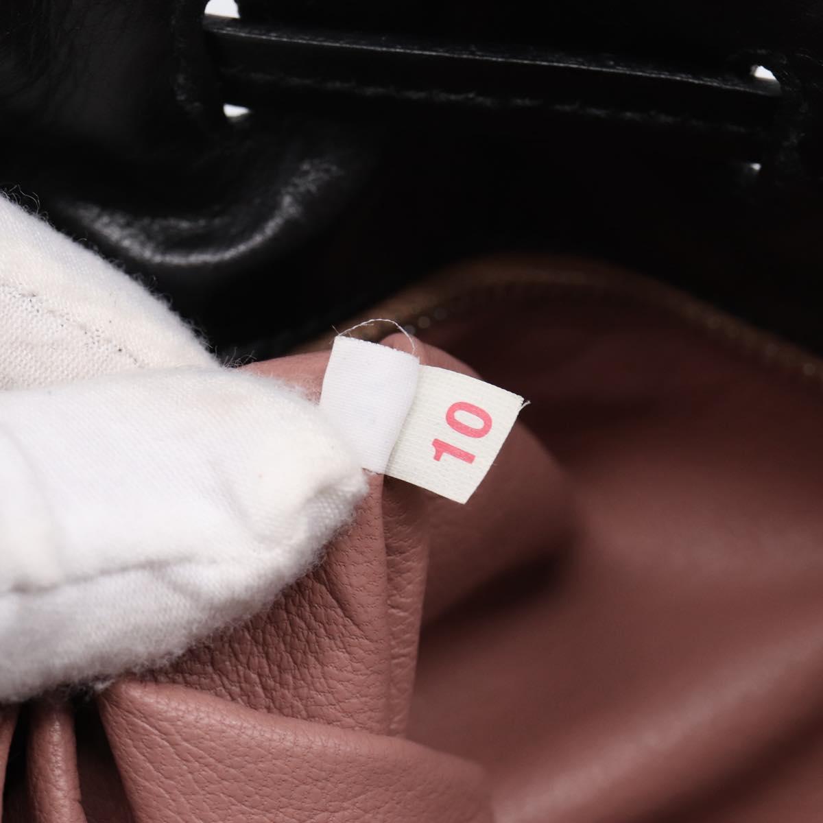 PRADA Tote Bag Leather Black Silver Auth 205973M