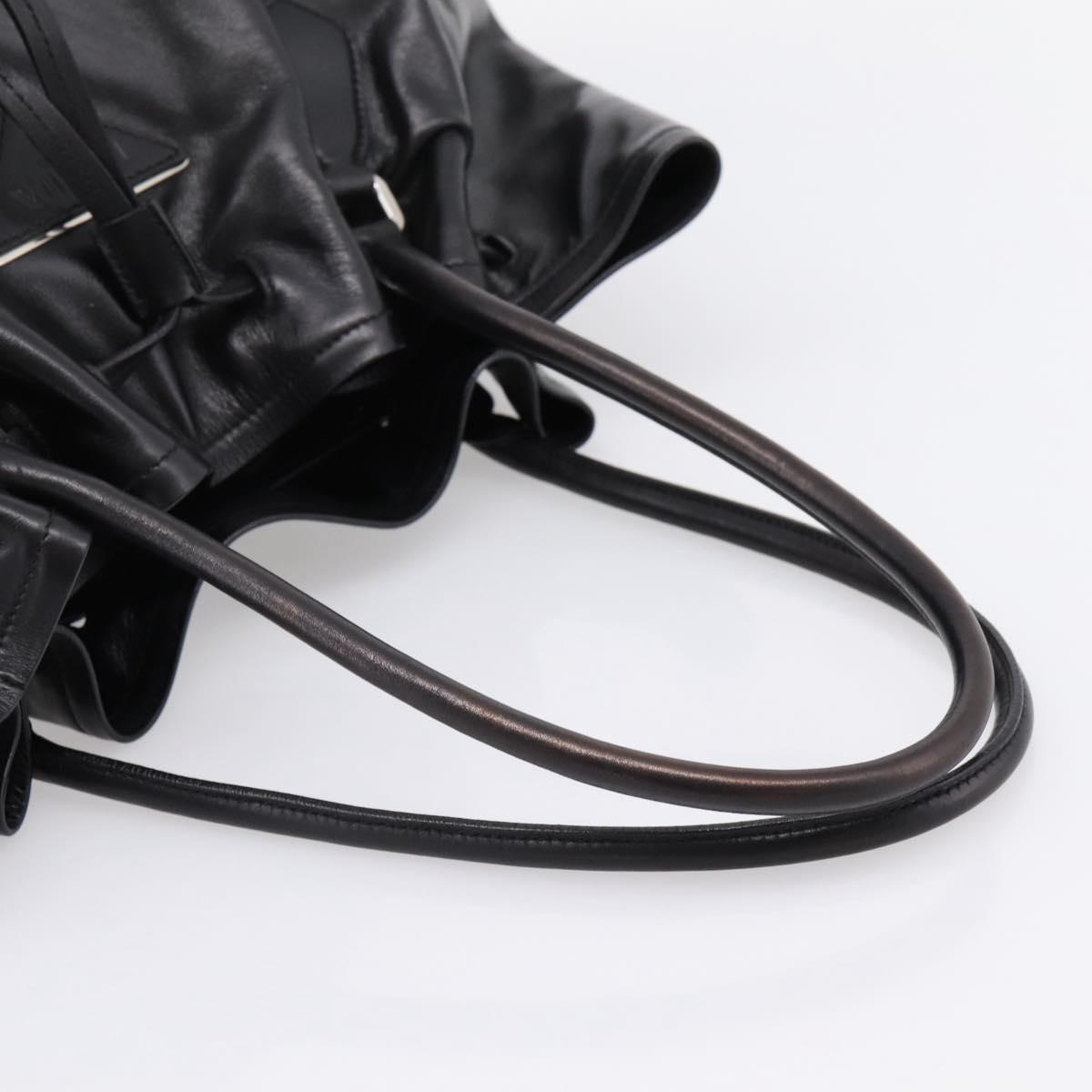 PRADA Tote Bag Leather Black Silver Auth 205973M
