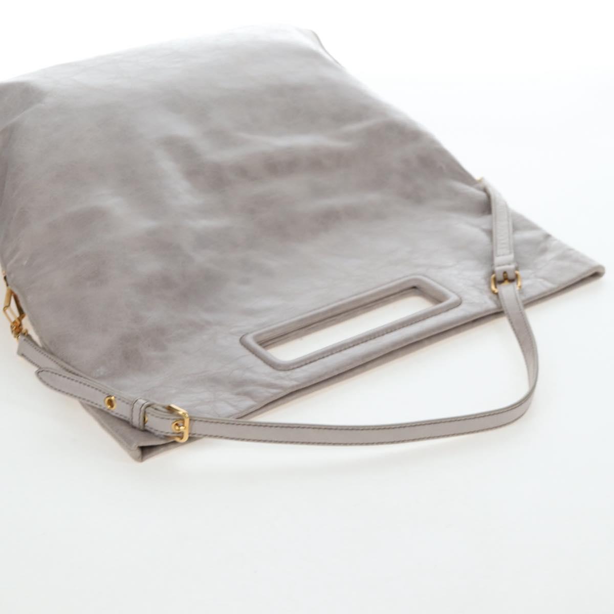 Miu Miu Shoulder Bag Vitellolux Gray Gold Auth 205975V