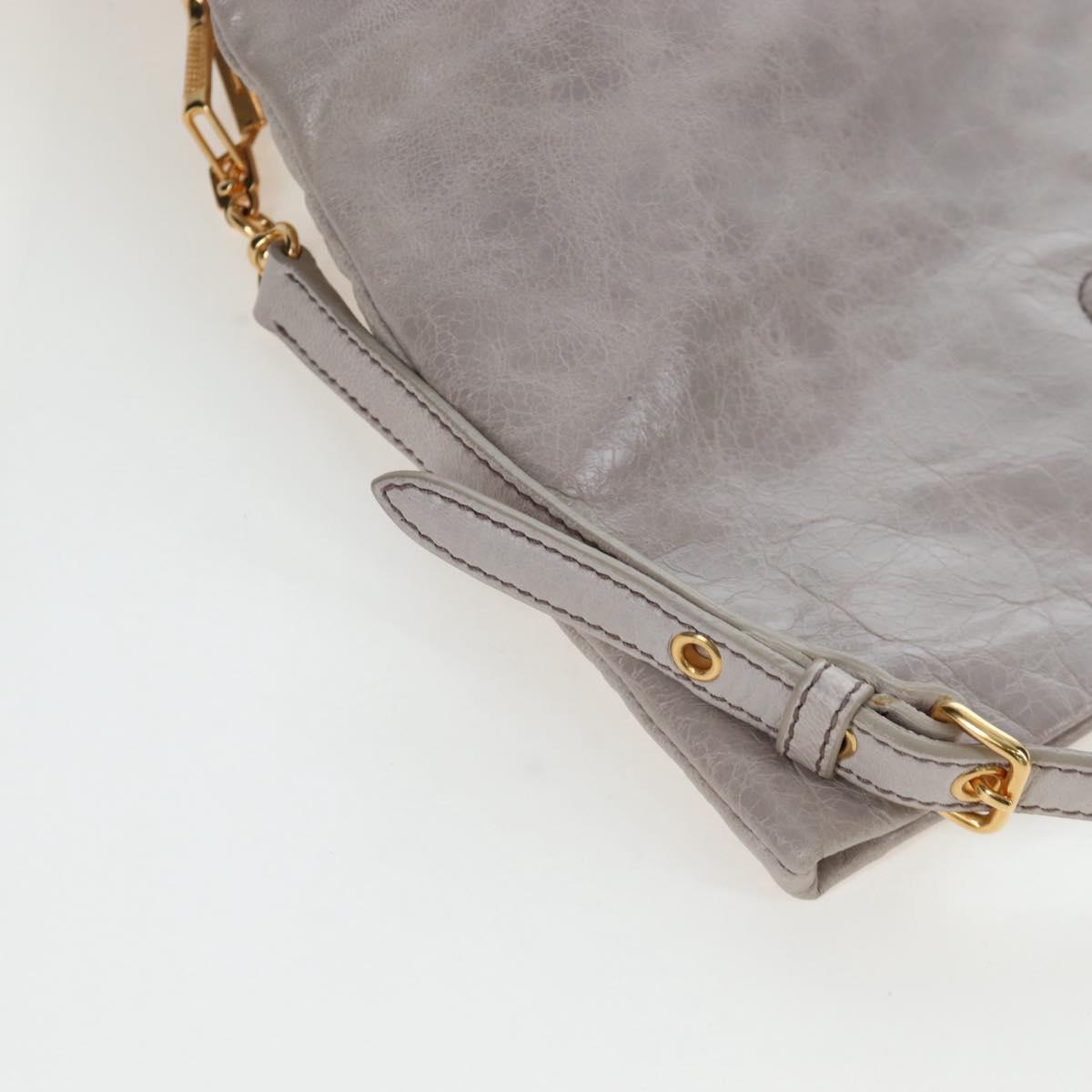 Miu Miu Shoulder Bag Vitellolux Gray Gold Auth 205975V