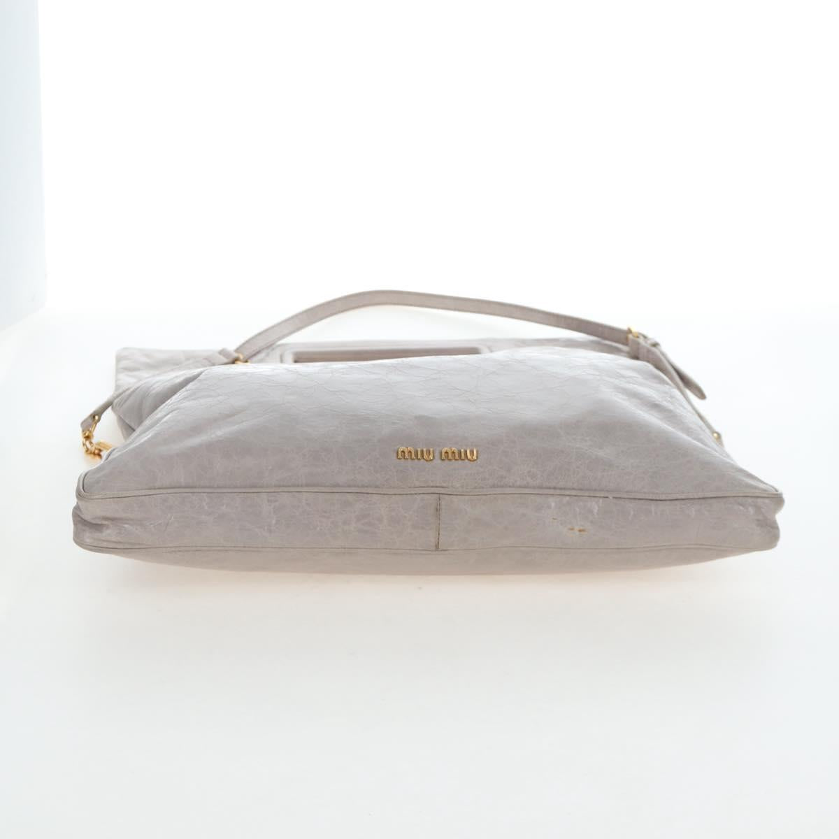 Miu Miu Shoulder Bag Vitellolux Gray Gold Auth 205975V