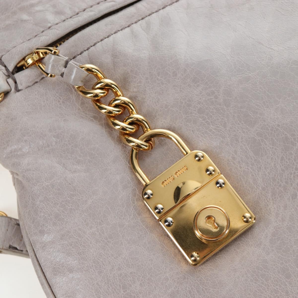 Miu Miu Shoulder Bag Vitellolux Gray Gold Auth 205975V