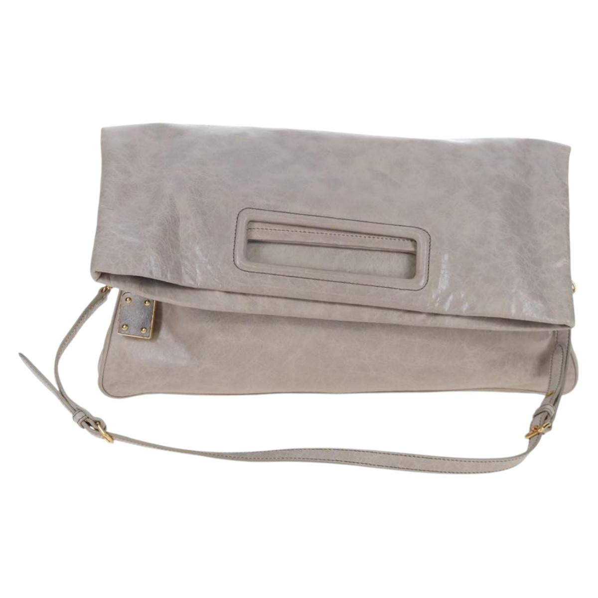 Miu Miu Shoulder Bag Vitellolux Gray Gold Auth 205975V