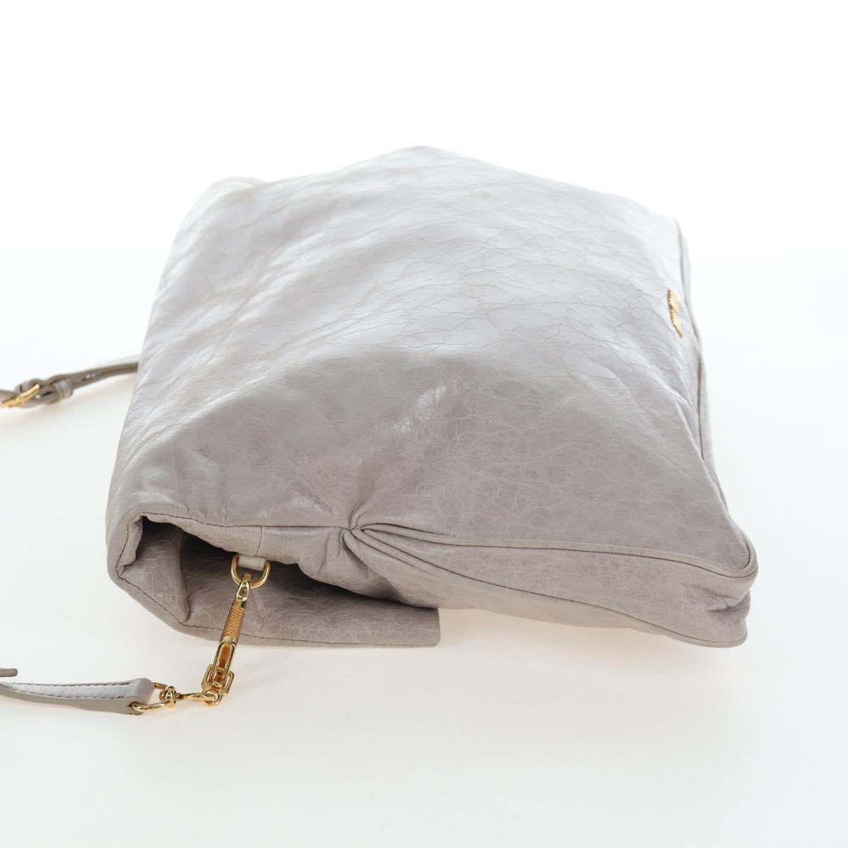 Miu Miu Shoulder Bag Vitellolux Gray Gold Auth 205975V