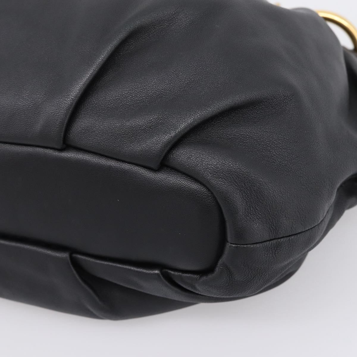 PRADA Chain Shoulder Shoulder Bag Leather Black Gold Auth 205977M