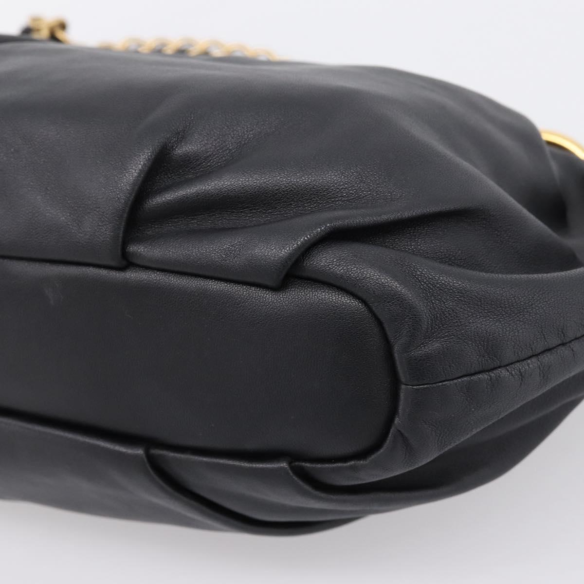 PRADA Chain Shoulder Shoulder Bag Leather Black Gold Auth 205977M