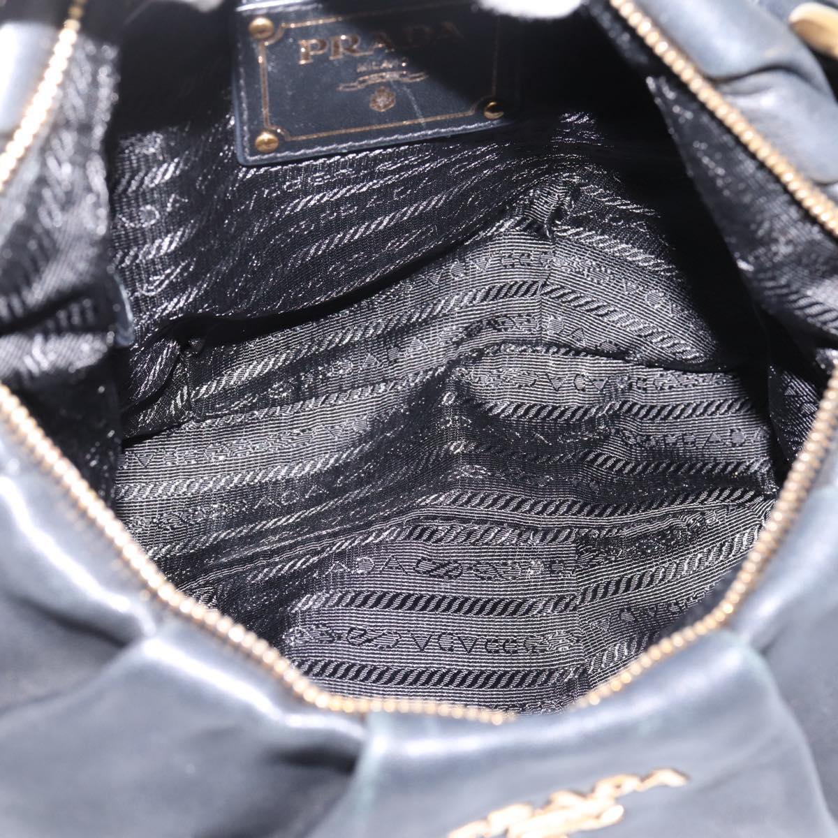 PRADA Chain Shoulder Shoulder Bag Leather Black Gold Auth 205977M
