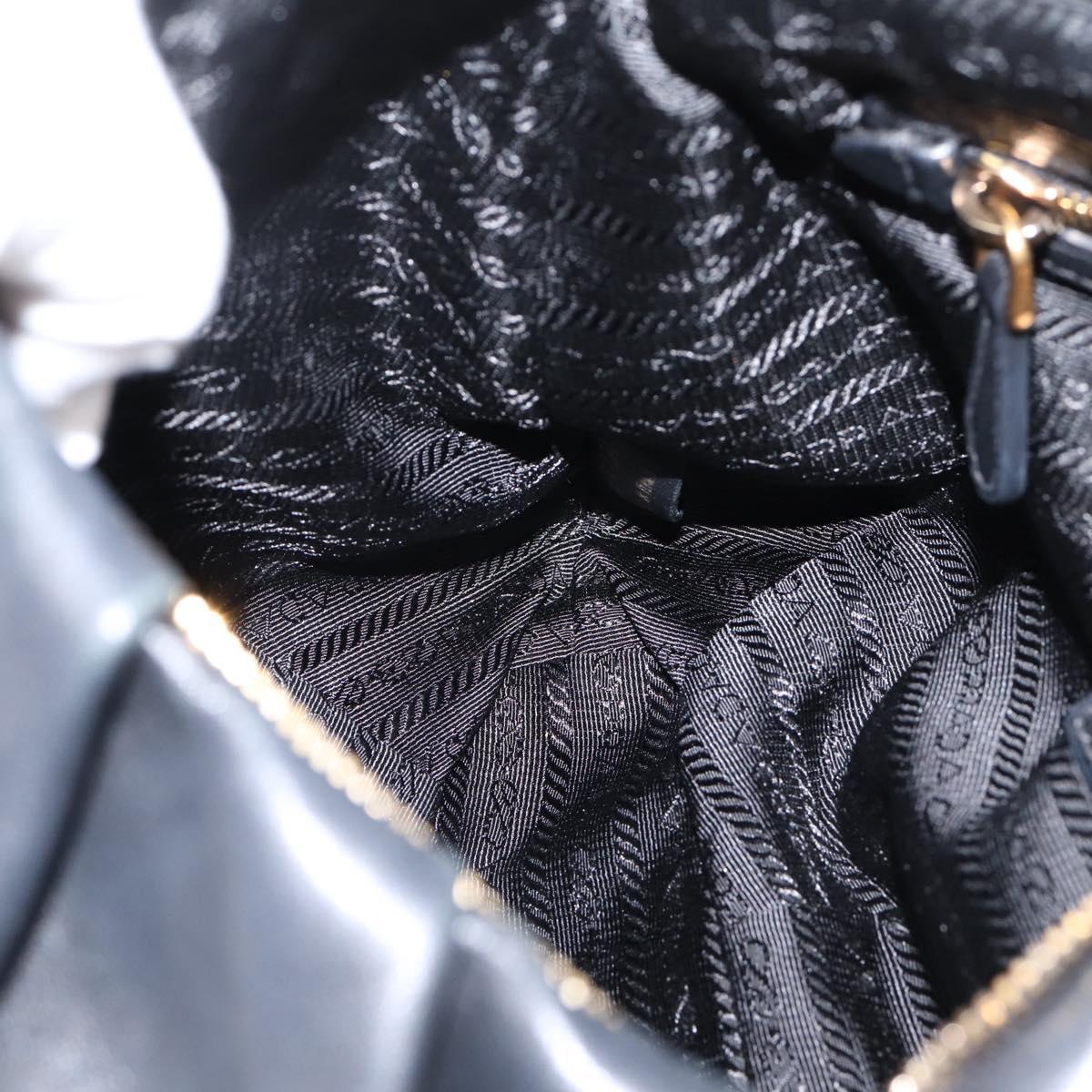 PRADA Chain Shoulder Shoulder Bag Leather Black Gold Auth 205977M