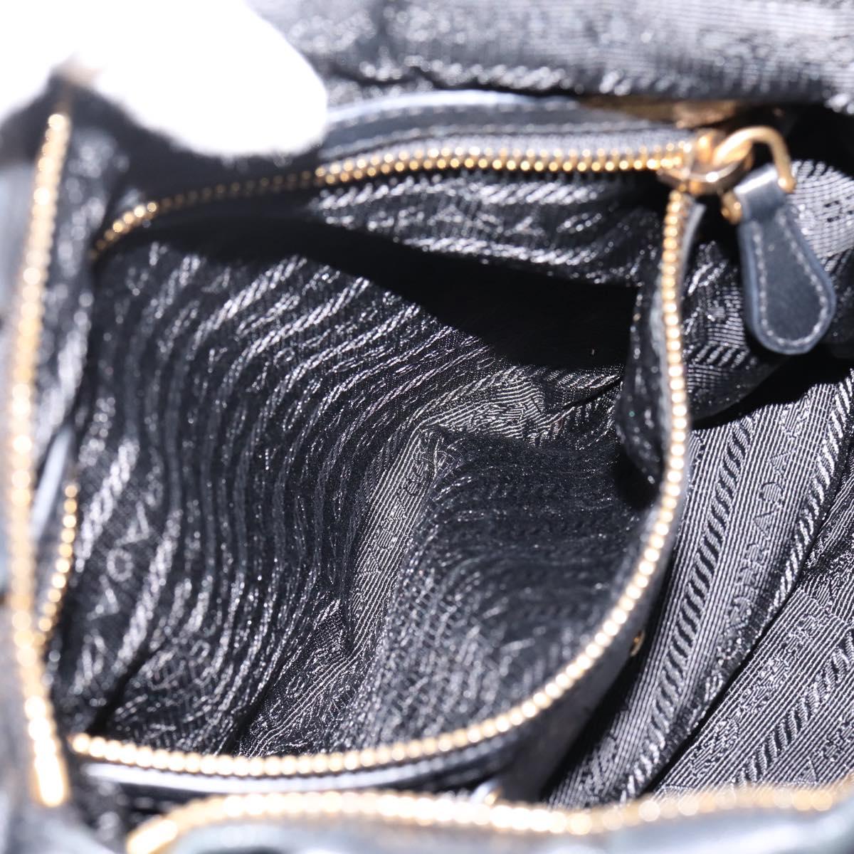 PRADA Chain Shoulder Shoulder Bag Leather Black Gold Auth 205977M