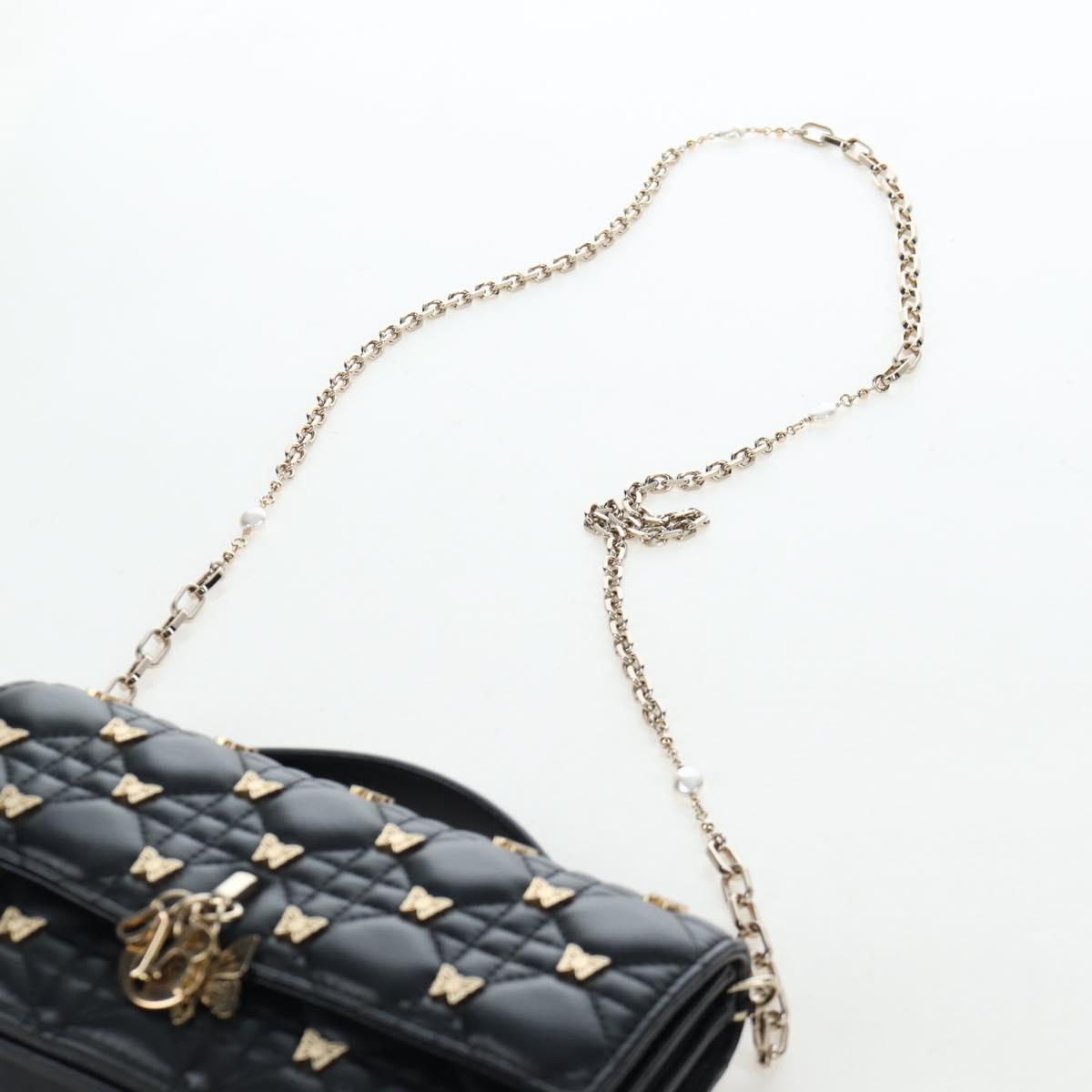 Christian Dior Cannage Miss Dior Chain Bag Lamb Skin 2way Black Auth 205981SAM