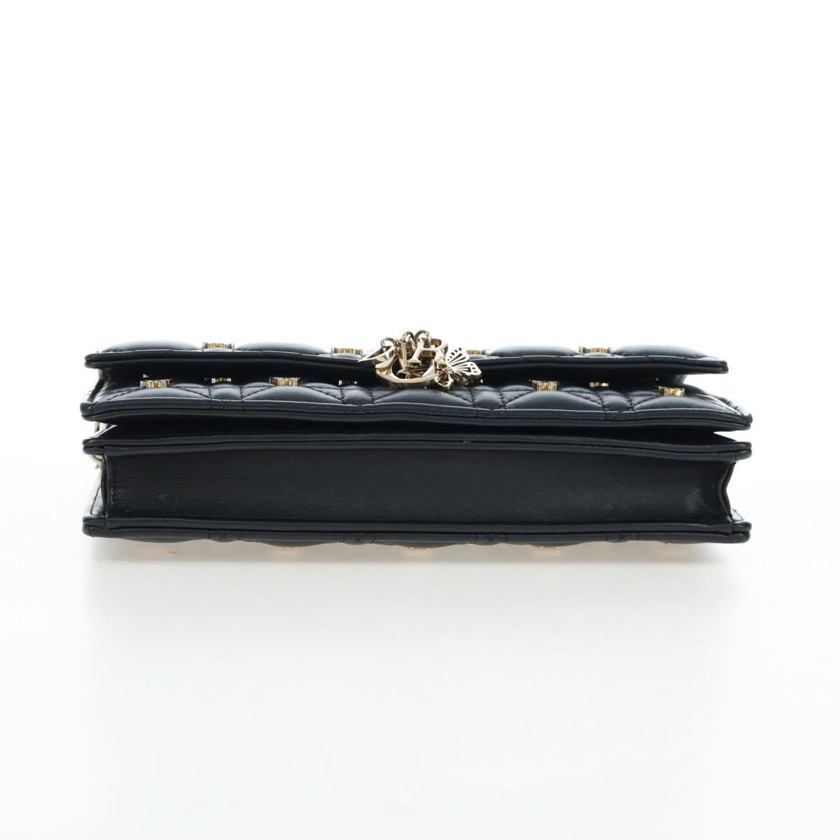 Christian Dior Cannage Miss Dior Chain Bag Lamb Skin 2way Black Auth 205981SAM