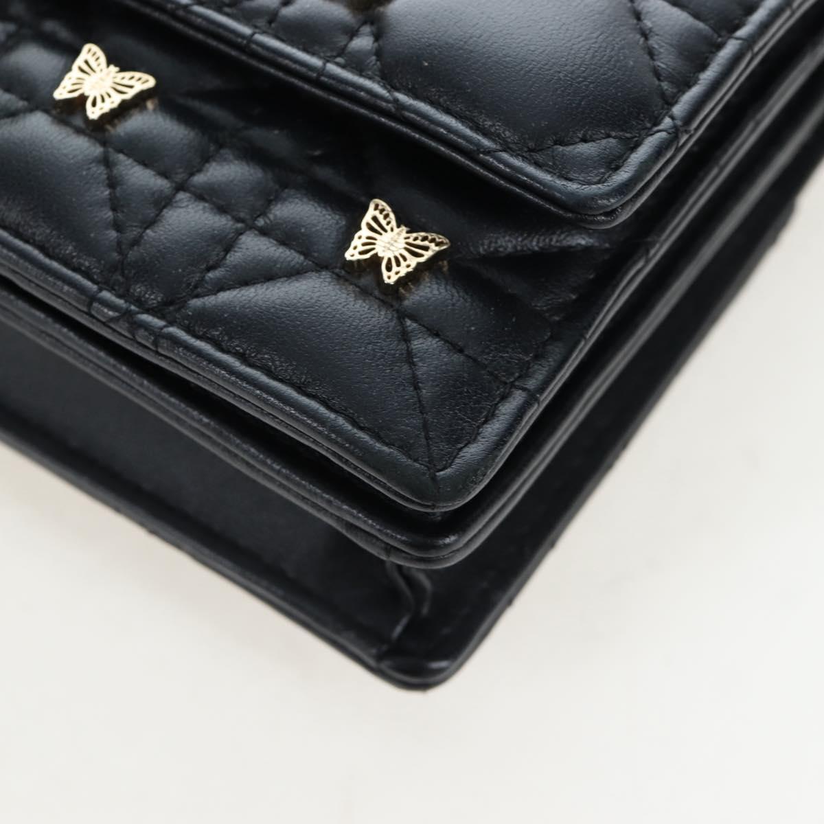 Christian Dior Cannage Miss Dior Chain Bag Lamb Skin 2way Black Auth 205981SAM