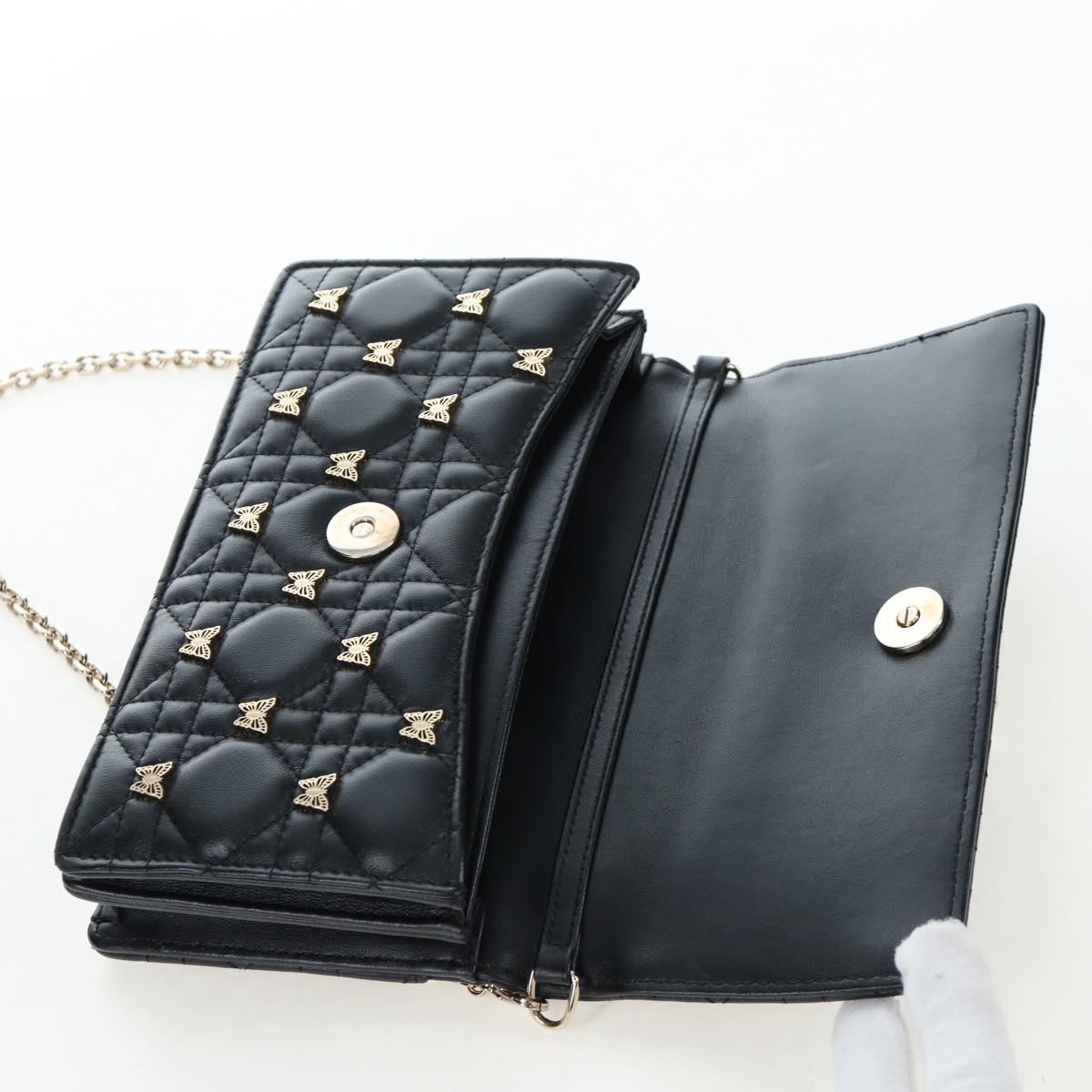 Christian Dior Cannage Miss Dior Chain Bag Lamb Skin 2way Black Auth 205981SAM