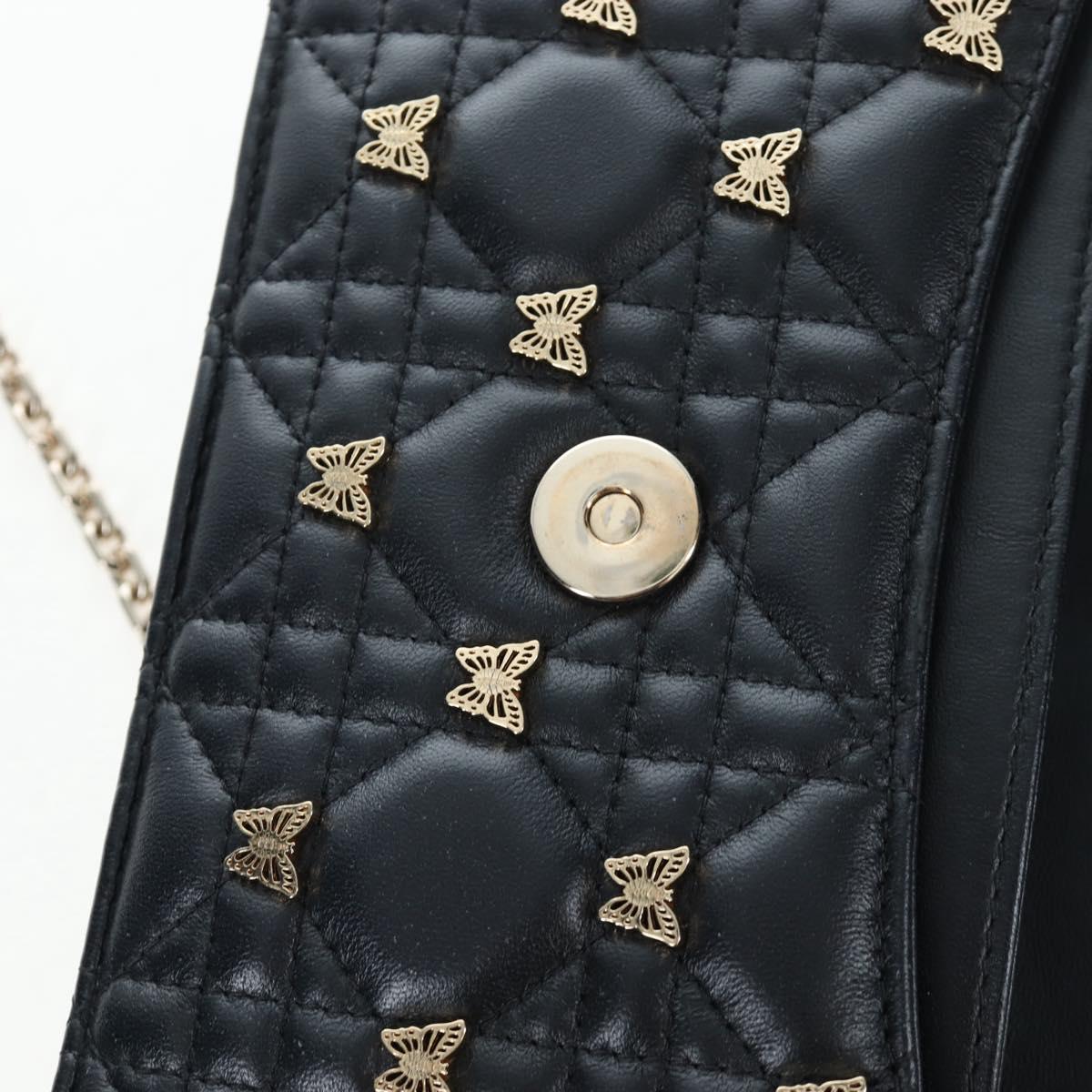 Christian Dior Cannage Miss Dior Chain Bag Lamb Skin 2way Black Auth 205981SAM