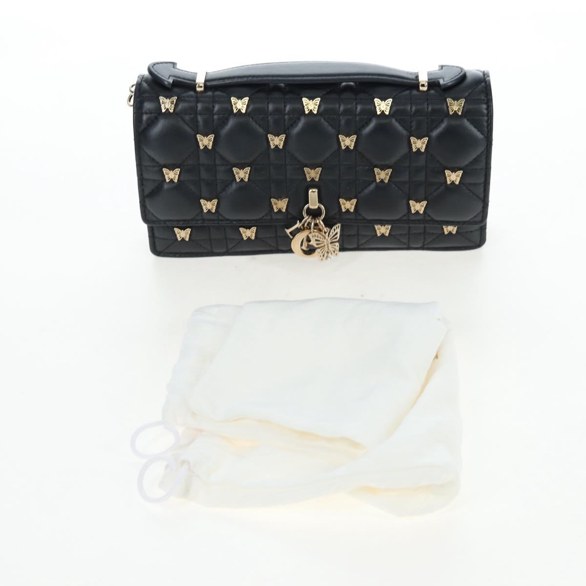 Christian Dior Cannage Miss Dior Chain Bag Lamb Skin 2way Black Auth 205981SAM