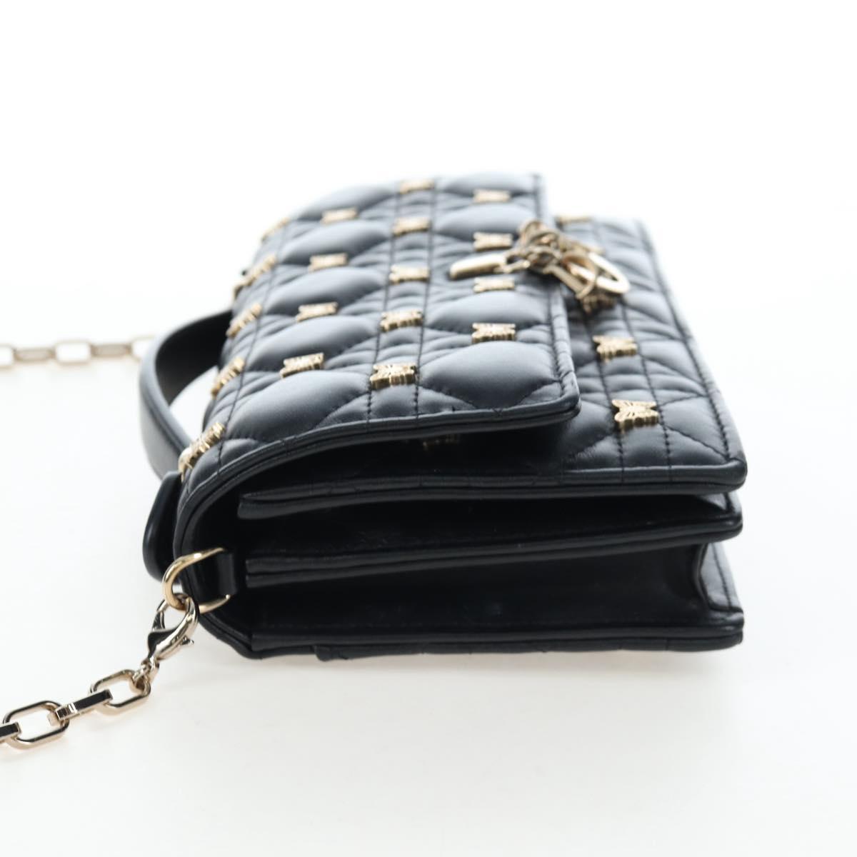 Christian Dior Cannage Miss Dior Chain Bag Lamb Skin 2way Black Auth 205981SAM