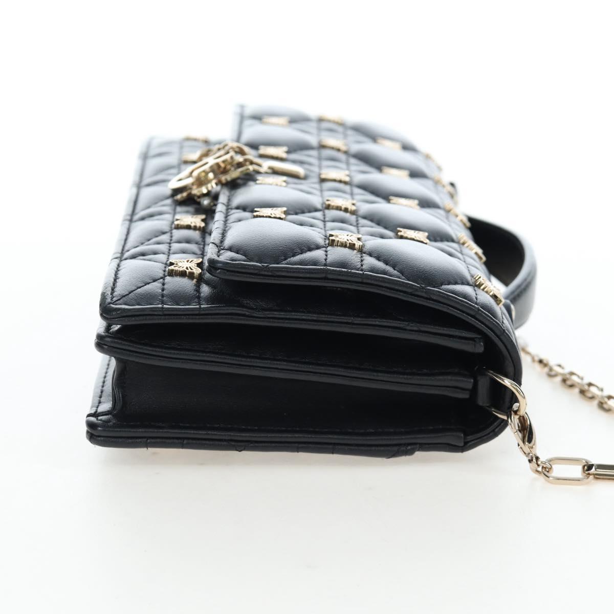 Christian Dior Cannage Miss Dior Chain Bag Lamb Skin 2way Black Auth 205981SAM