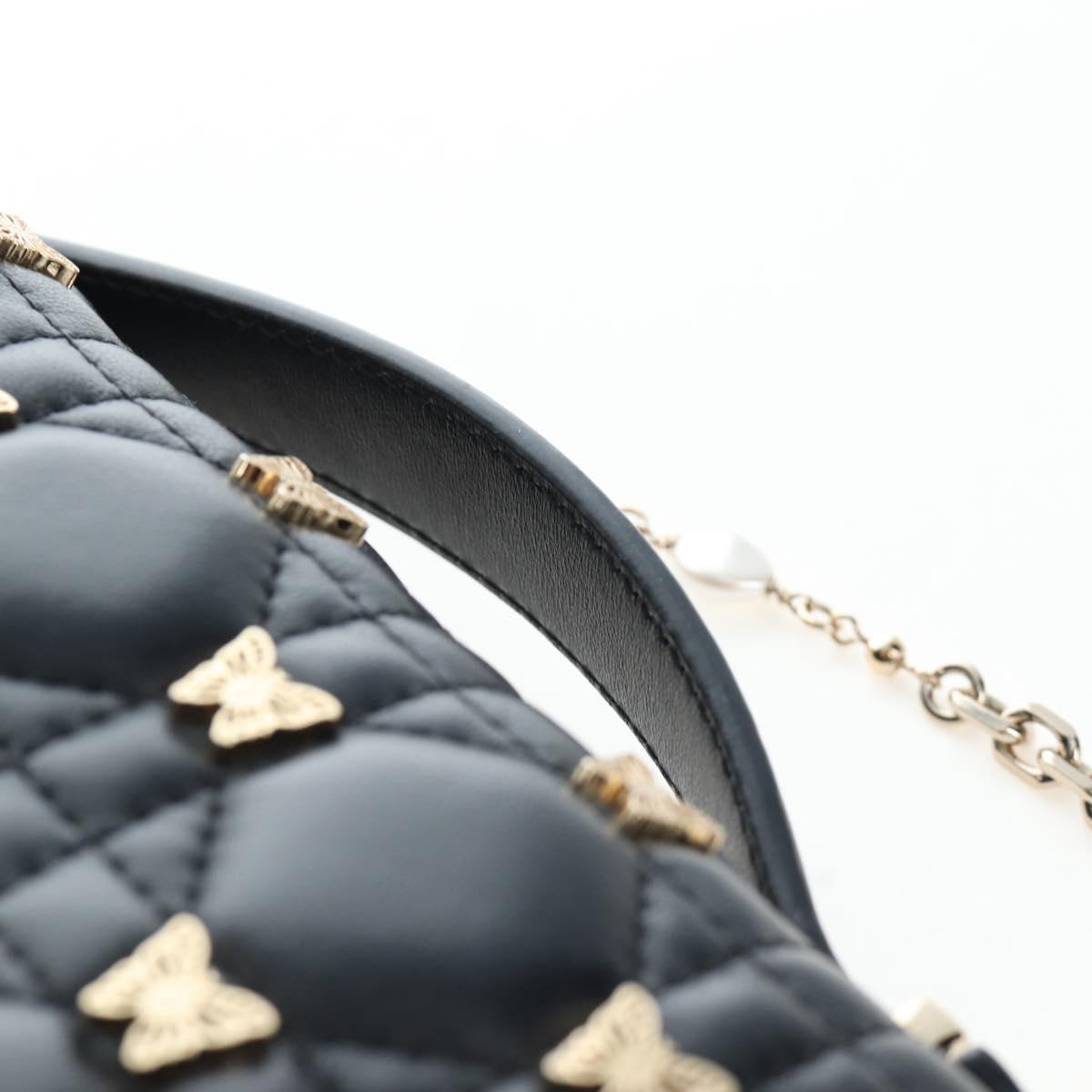 Christian Dior Cannage Miss Dior Chain Bag Lamb Skin 2way Black Auth 205981SAM