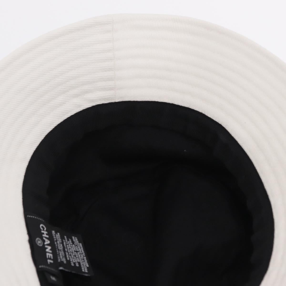 CHANEL Hat Canvas M White CC Auth 205982M