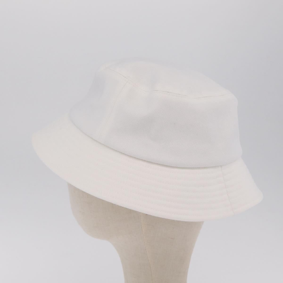 CHANEL Hat Canvas M White CC Auth 205982M
