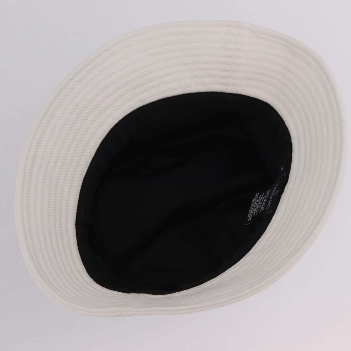 CHANEL Hat Canvas M White CC Auth 205982M
