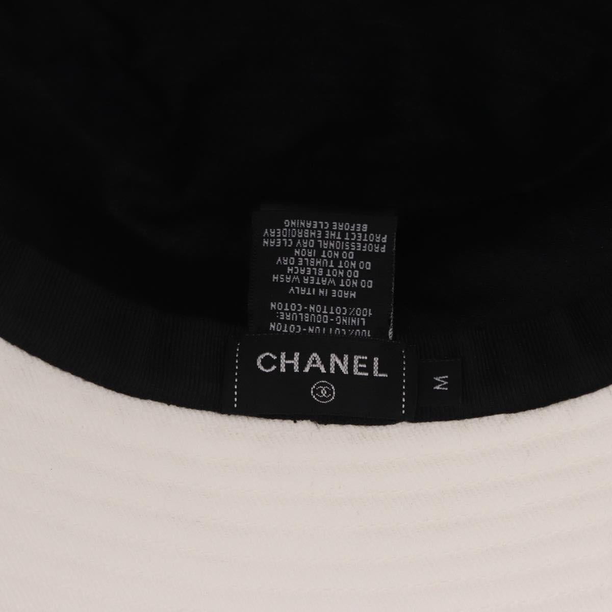 CHANEL Hat Canvas M White CC Auth 205982M