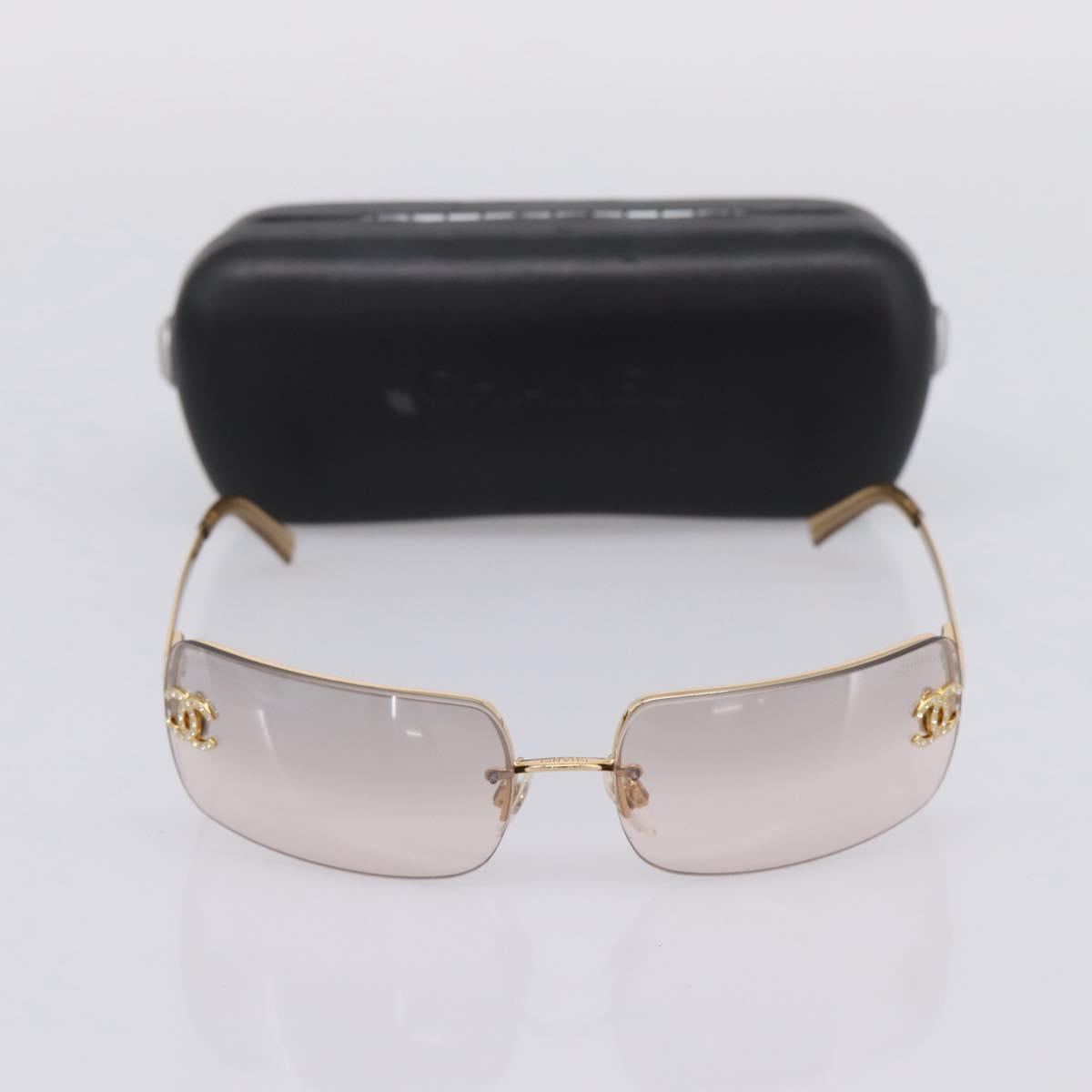 CHANEL COCO Mark Sunglasses Metal Gold Tone CC Auth 205985M