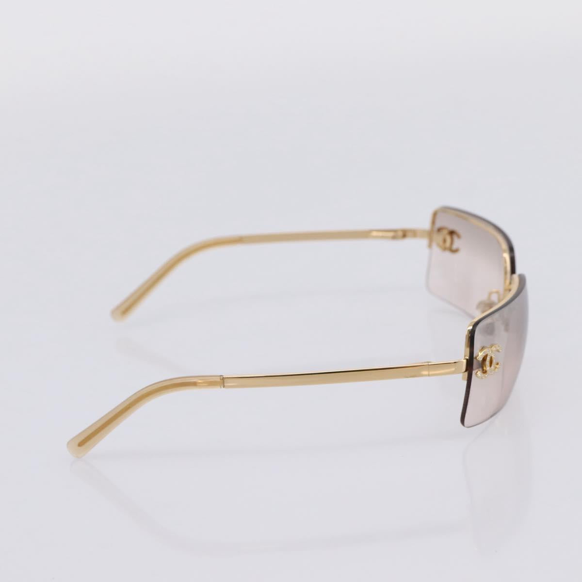 CHANEL COCO Mark Sunglasses Metal Gold Tone CC Auth 205985M