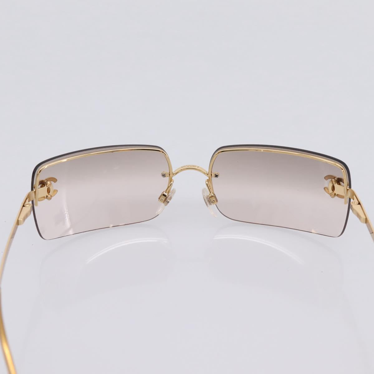 CHANEL COCO Mark Sunglasses Metal Gold Tone CC Auth 205985M