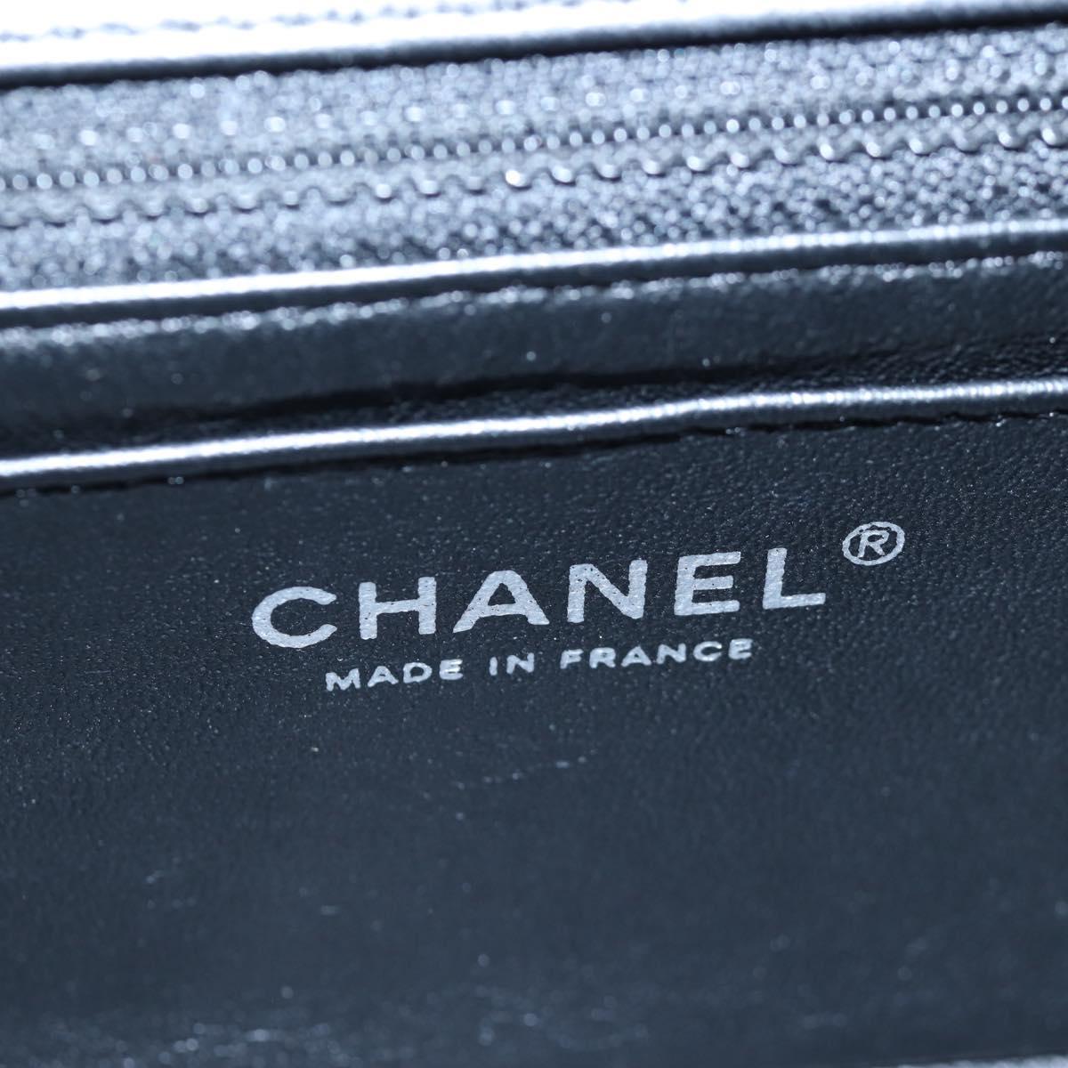 CHANEL Mini Matelasse 20 Chain Bag Lamb Skin Black Silver CC Auth 205986M