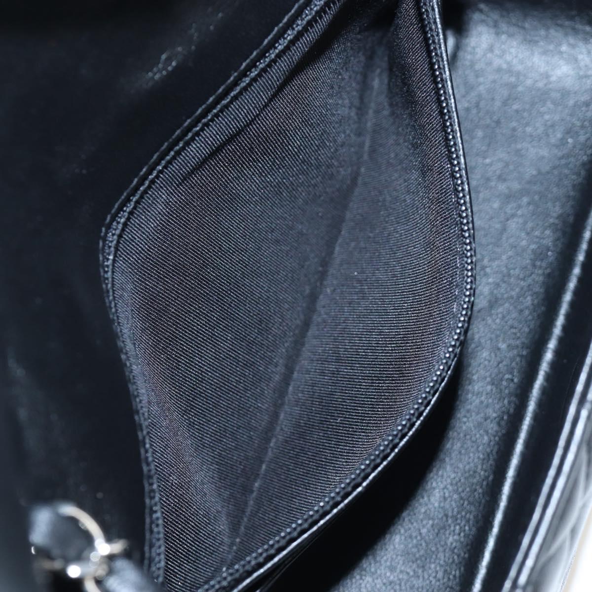 CHANEL Mini Matelasse 20 Chain Bag Lamb Skin Black Silver CC Auth 205986M