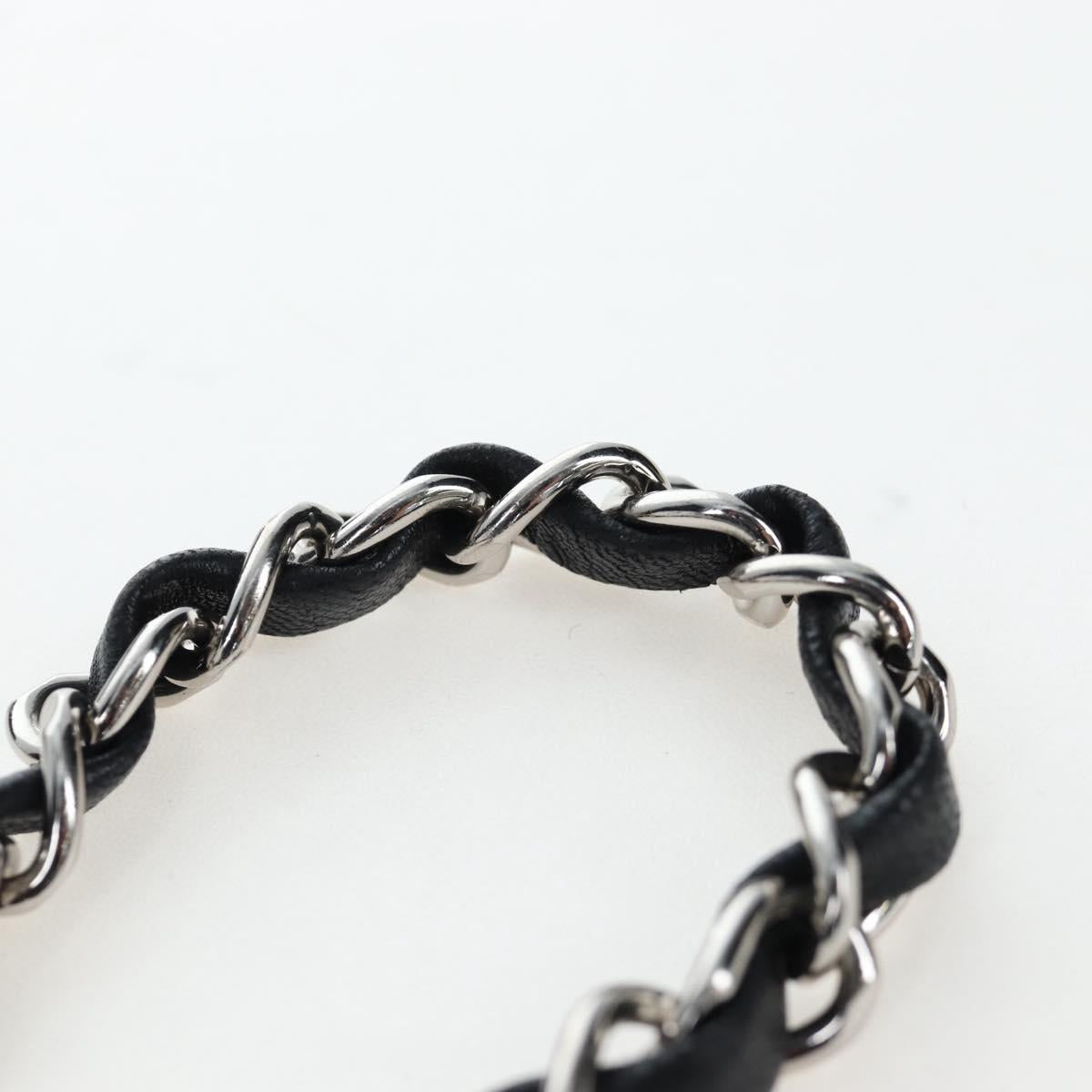 CHANEL Mini Matelasse 20 Chain Bag Lamb Skin Black Silver CC Auth 205986M