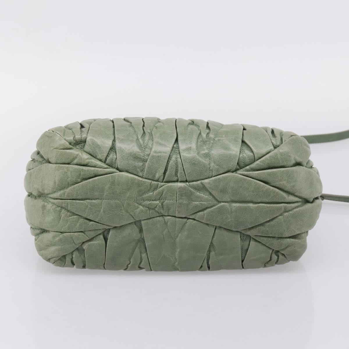 Miu Miu Matelasse Hand Bag Vitellolux 2way Green Gold Auth 205987A