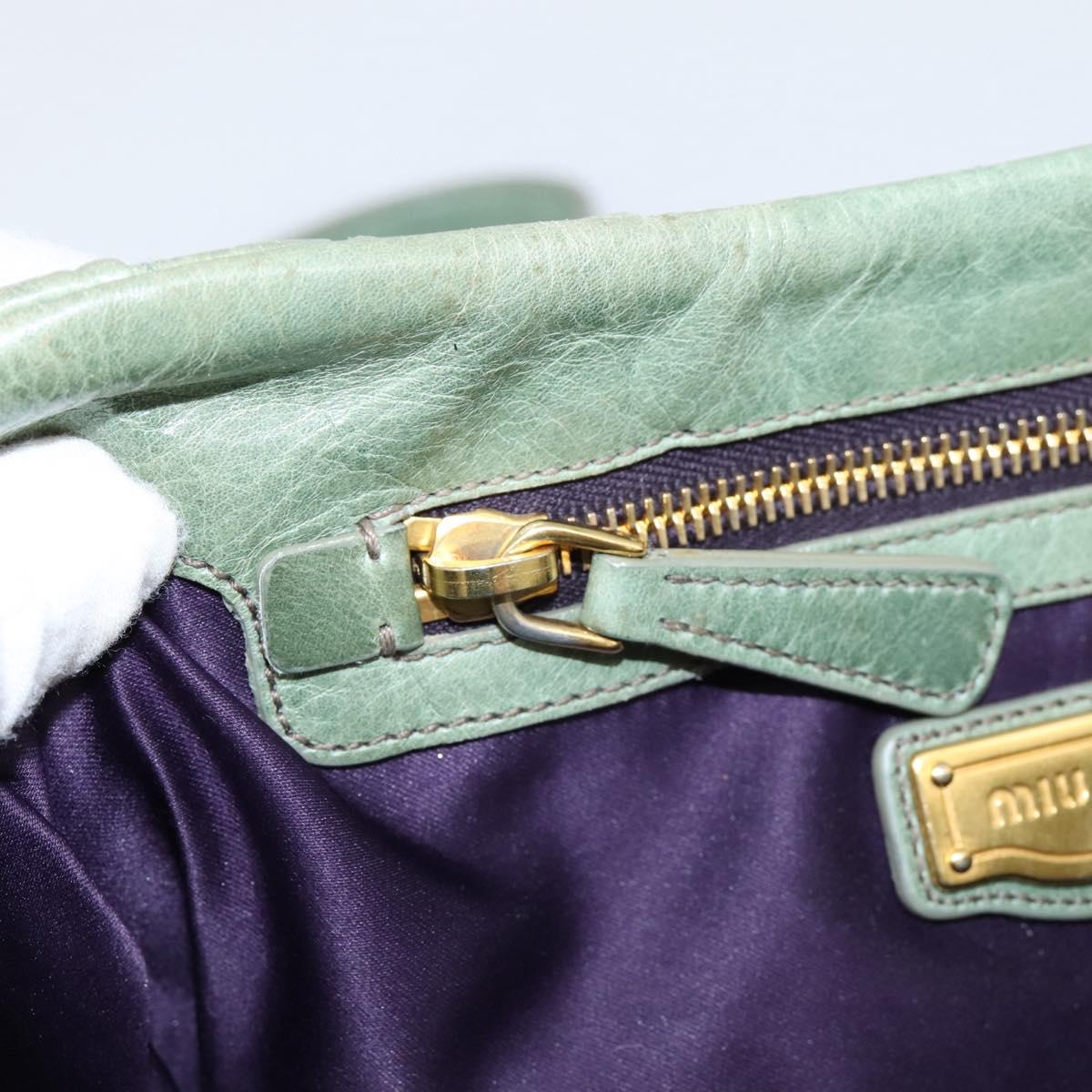 Miu Miu Matelasse Hand Bag Vitellolux 2way Green Gold Auth 205987A