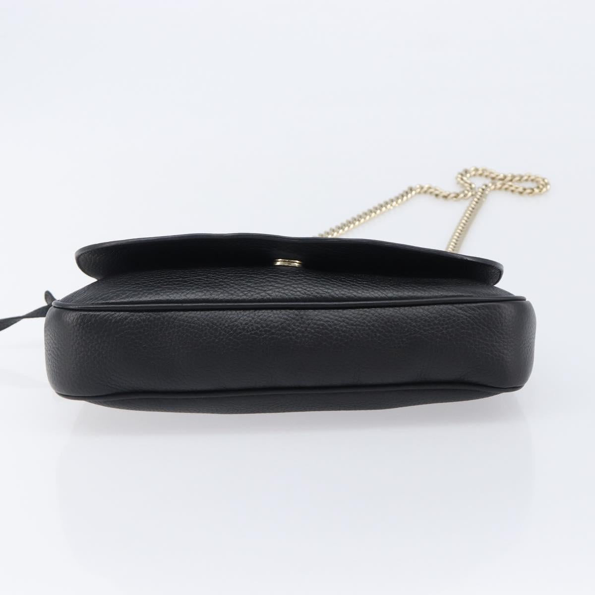 GUCCI Soho Chain Shoulder Bag Leather Black Gold 336752 Auth 205989M