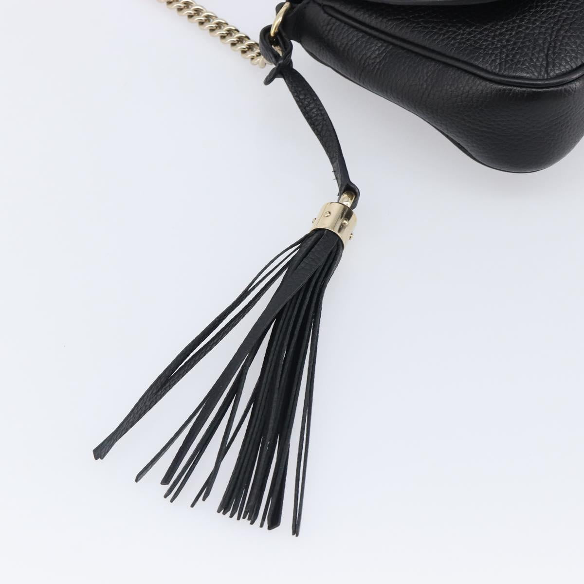 GUCCI Soho Chain Shoulder Bag Leather Black Gold 336752 Auth 205989M