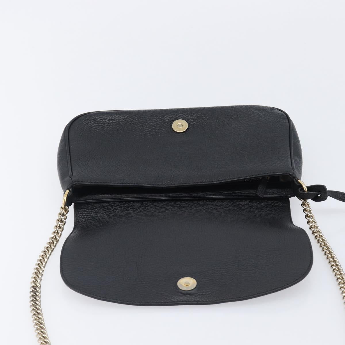 GUCCI Soho Chain Shoulder Bag Leather Black Gold 336752 Auth 205989M