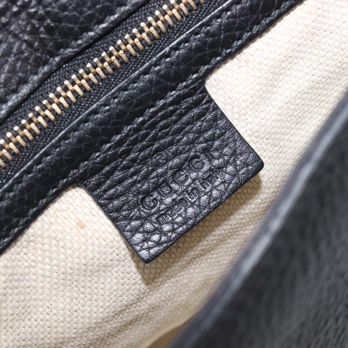 GUCCI Soho Chain Shoulder Bag Leather Black Gold 336752 Auth 205989M