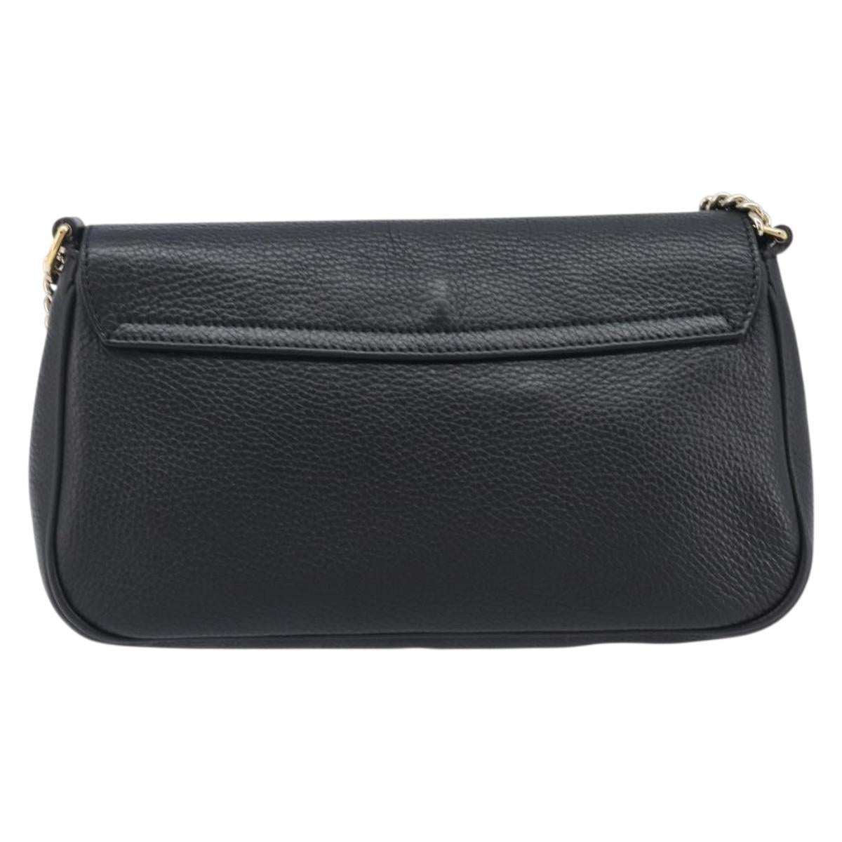 GUCCI Soho Chain Shoulder Bag Leather Black Gold 336752 Auth 205989M