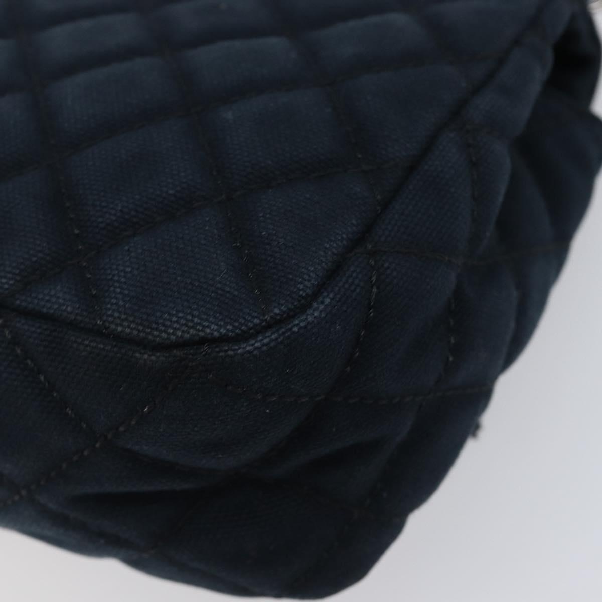 CHANEL Matelasse Chain Shoulder Bag Canvas Black Silver CC Auth 205990V