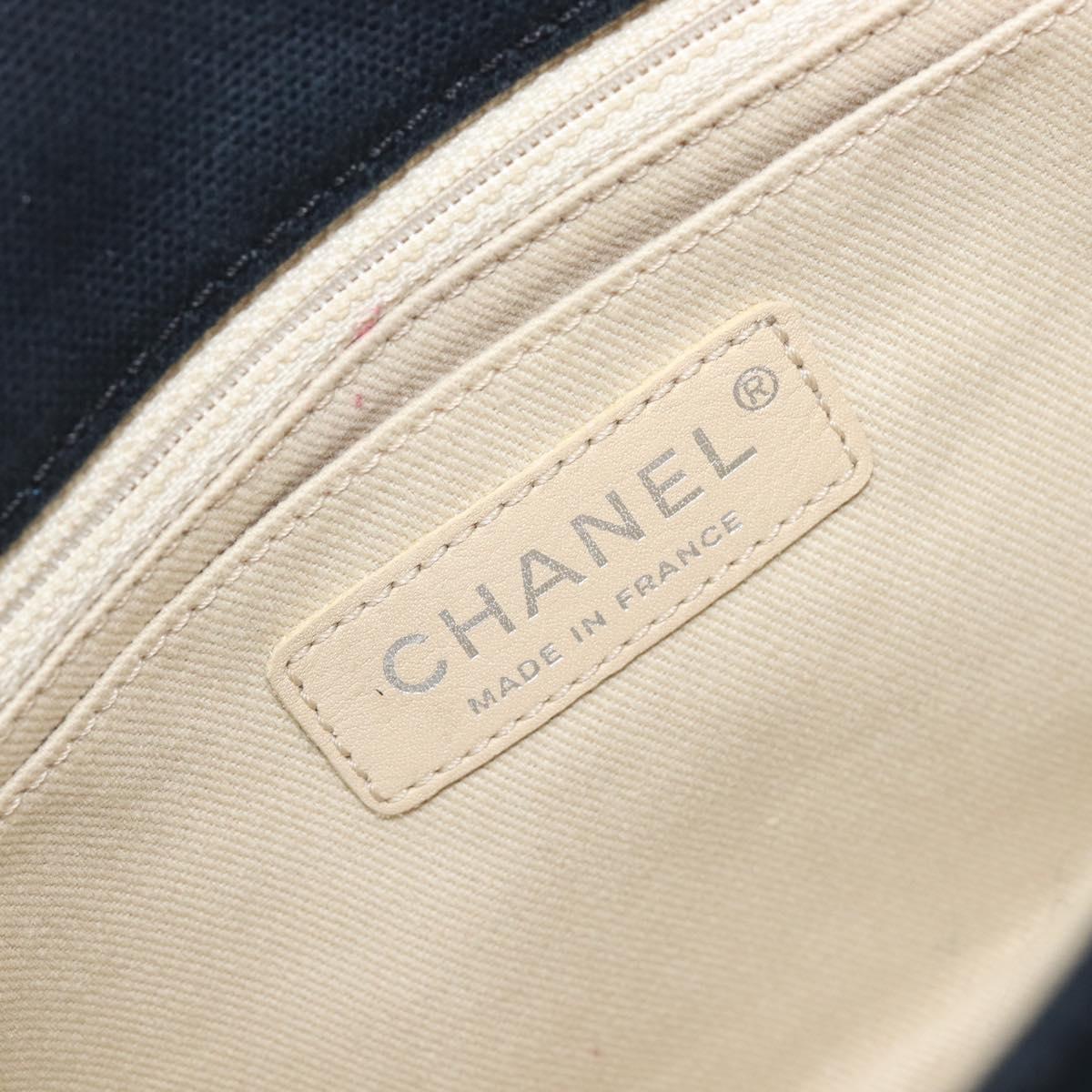 CHANEL Matelasse Chain Shoulder Bag Canvas Black Silver CC Auth 205990V