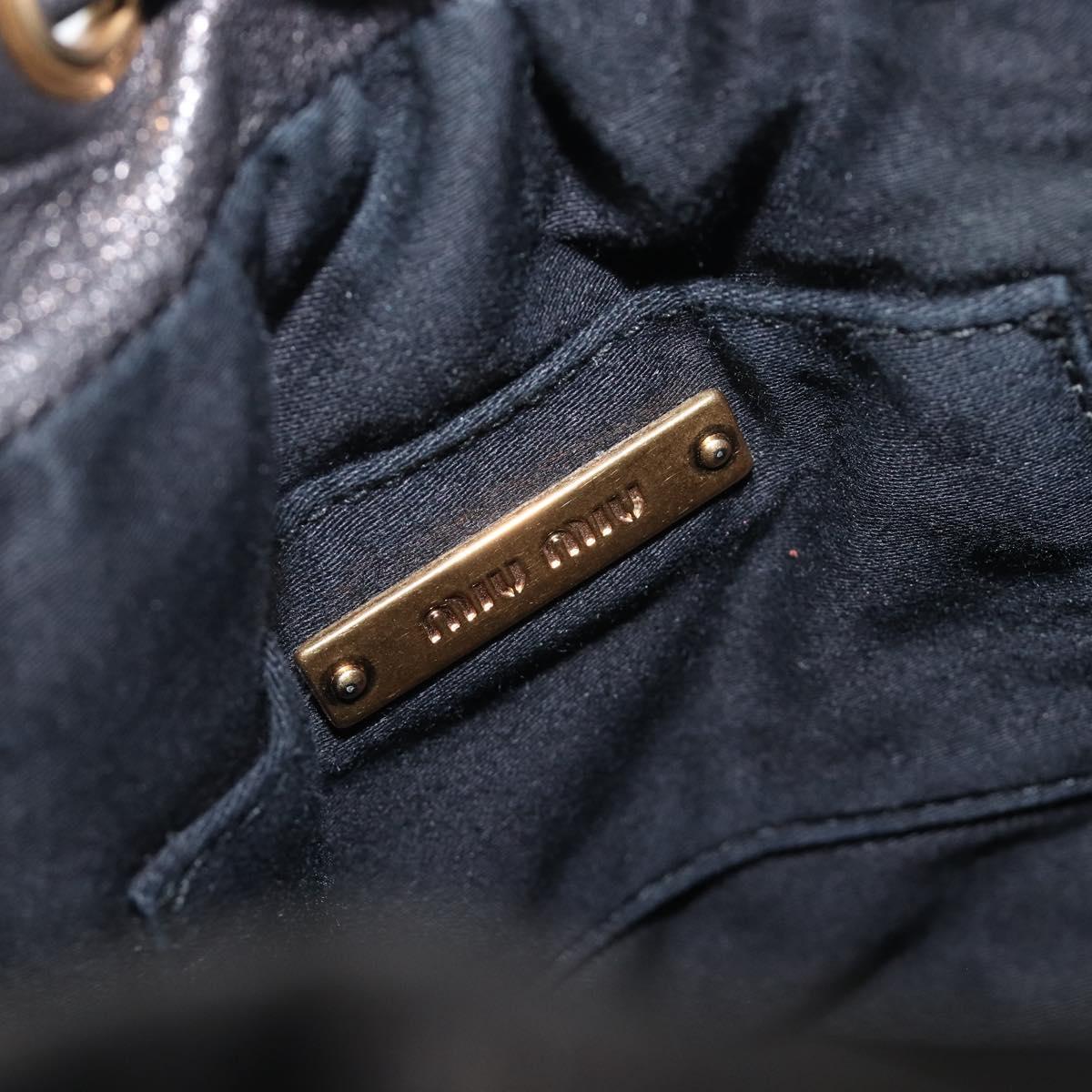 Miu Miu Hand Bag Leather Black Gold Silver Auth 205991V