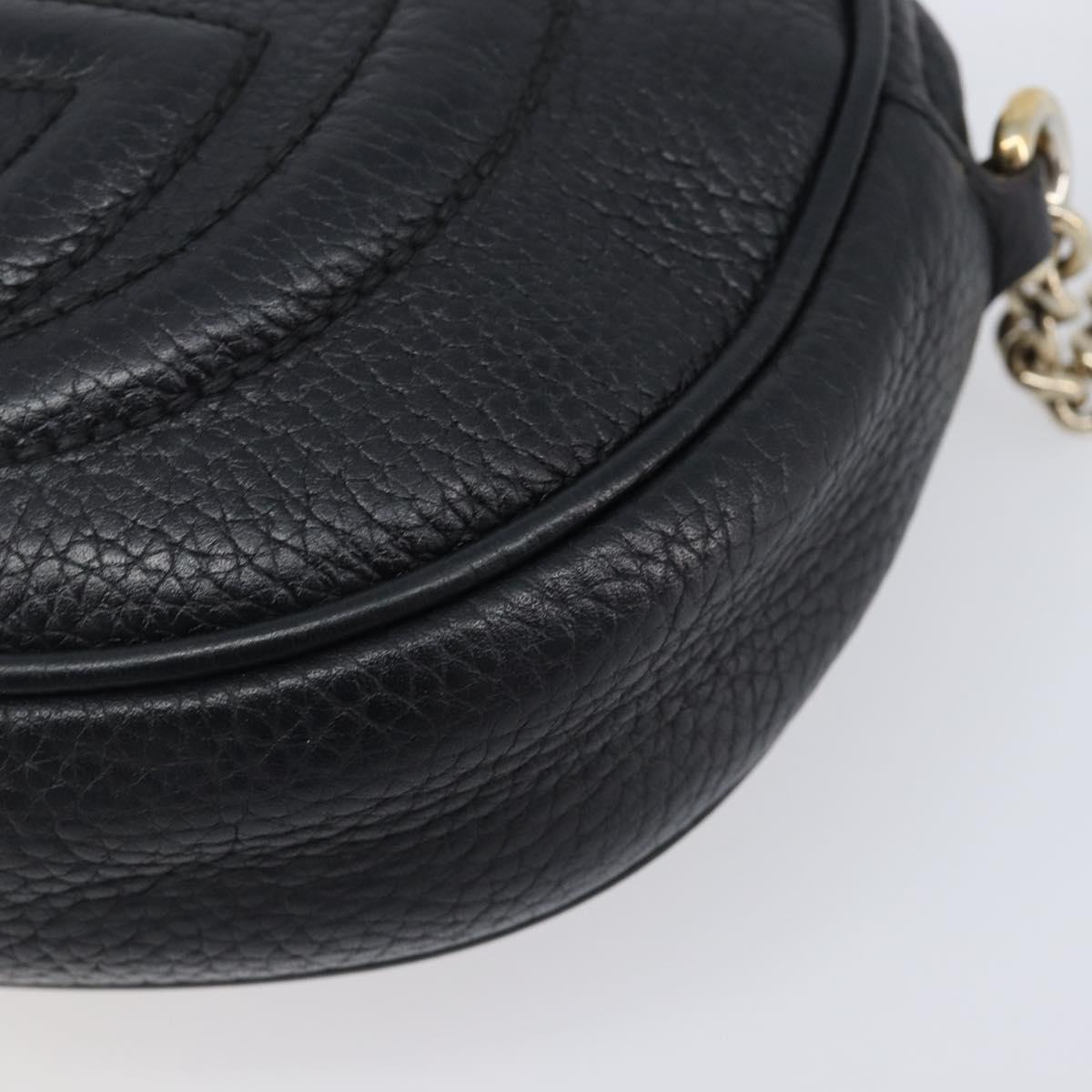 GUCCI Soho Chain Shoulder Bag Leather Black Gold 353965 Auth 205993