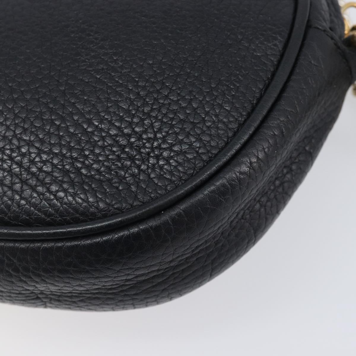 GUCCI Soho Chain Shoulder Bag Leather Black Gold 353965 Auth 205993