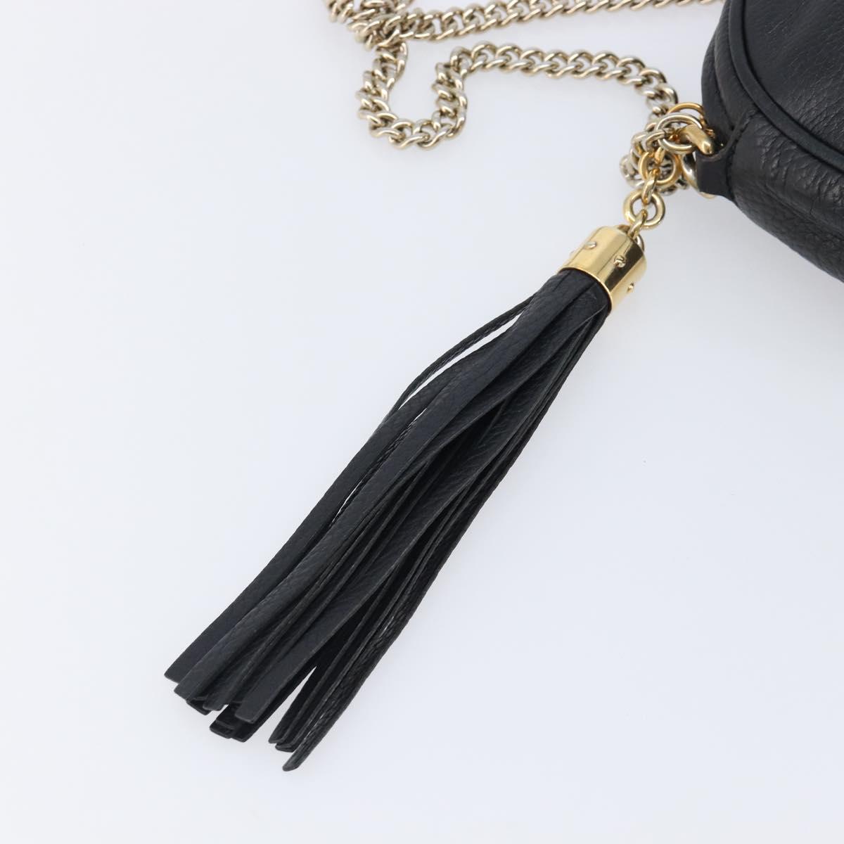 GUCCI Soho Chain Shoulder Bag Leather Black Gold 353965 Auth 205993