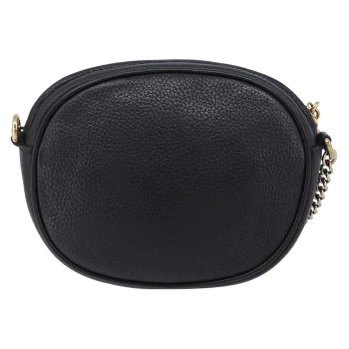 GUCCI Soho Chain Shoulder Bag Leather Black Gold 353965 Auth 205993