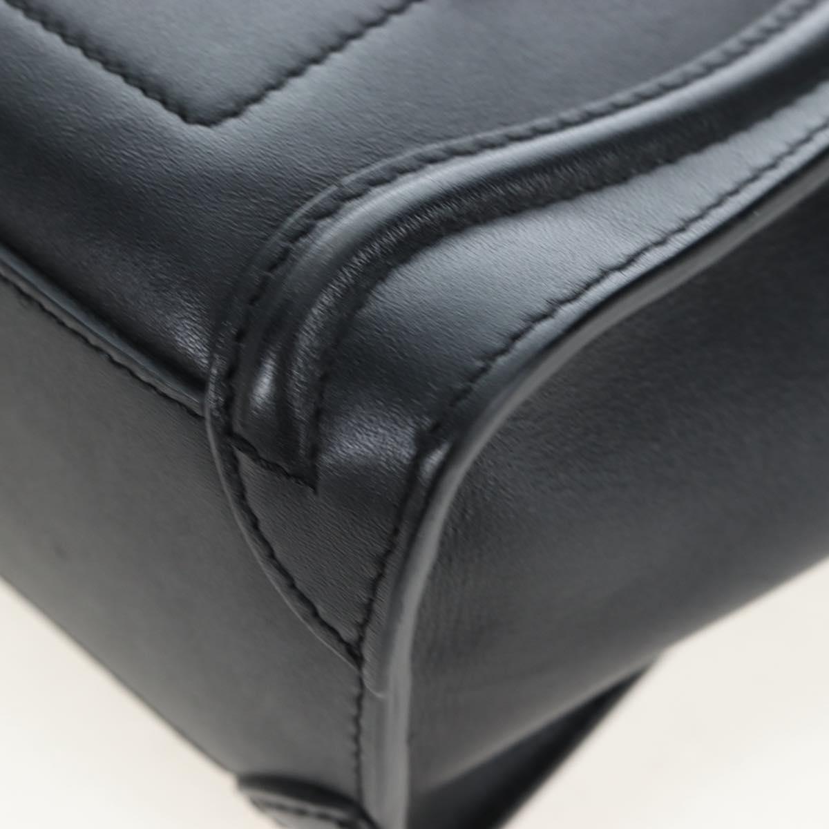 CELINE Luggage Micro Shopper Hand Bag Leather 2way Black Gold Auth 205995V