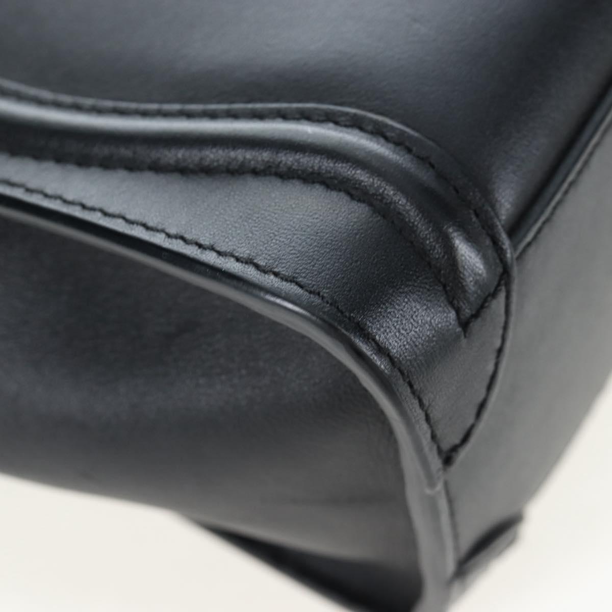 CELINE Luggage Micro Shopper Hand Bag Leather 2way Black Gold Auth 205995V