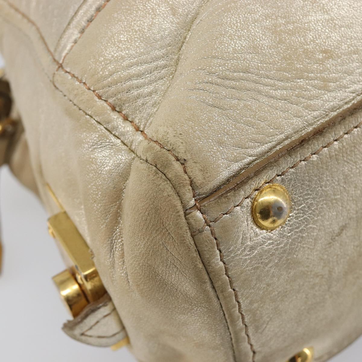 Miu Miu Hand Bag Leather Gold Auth 205996