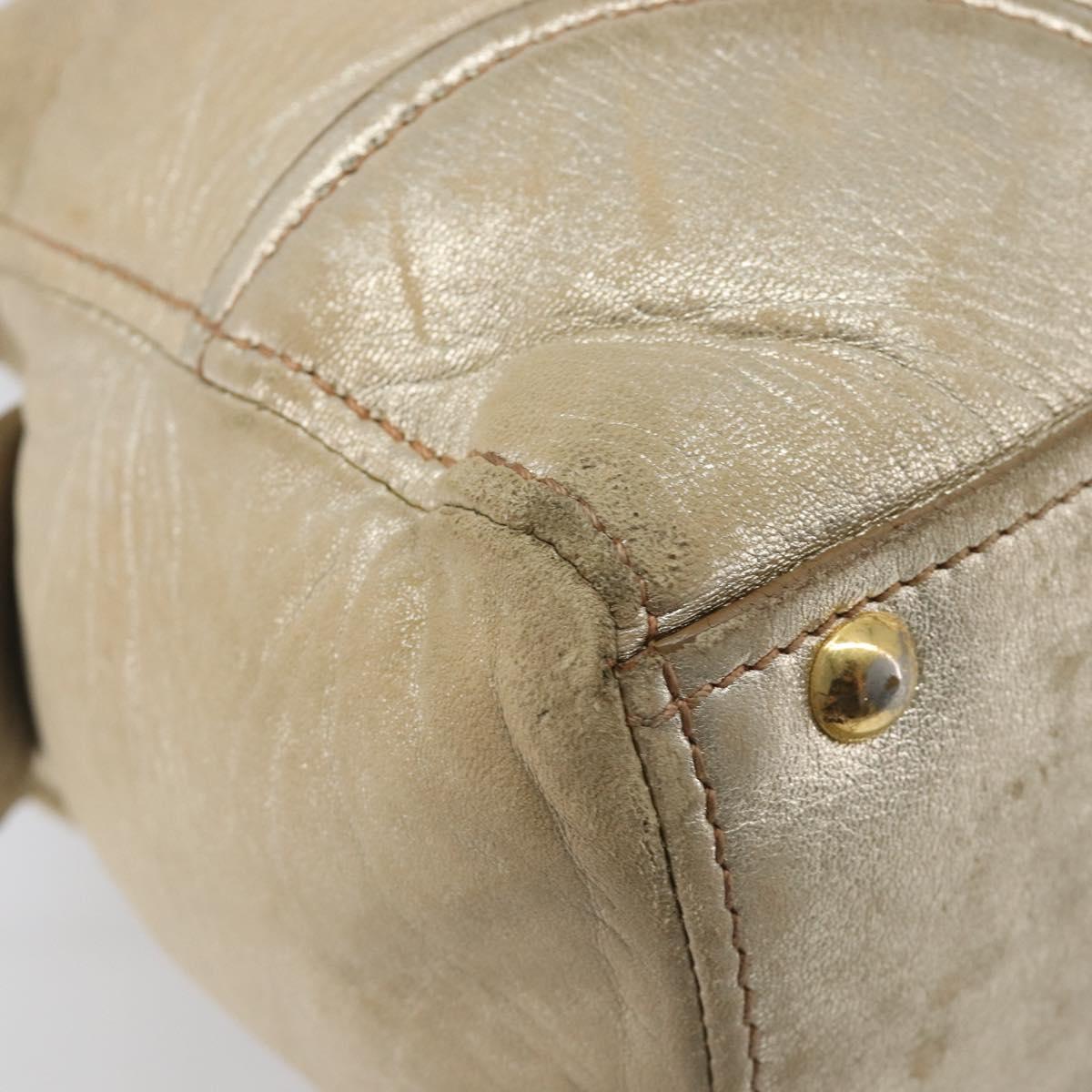 Miu Miu Hand Bag Leather Gold Auth 205996